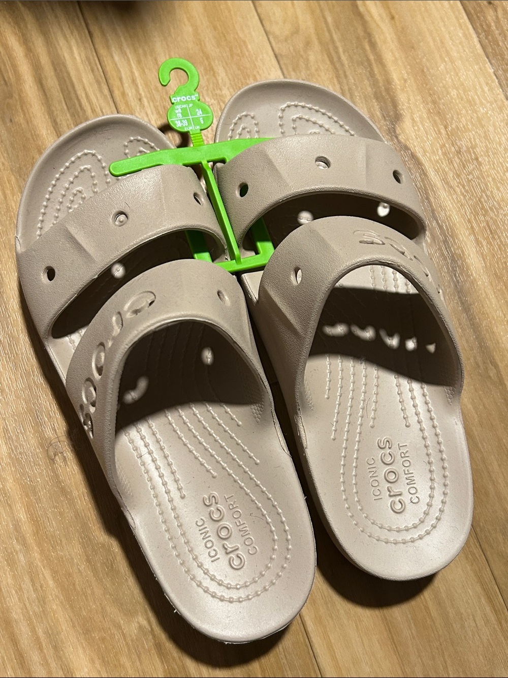 CROCS Kids Beige Dual-Strap Slide Sandals